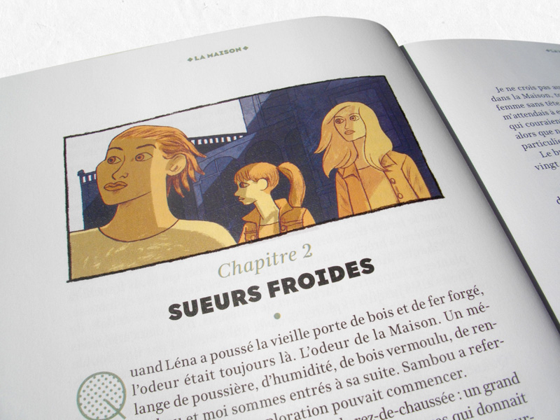 Illustrations presse jeunesse pour le roman "la maison" de Pétronille paru dans le magazine Je Bouquine chez Bayard.